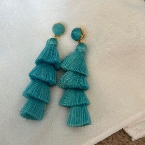 Blue frill drop earrings